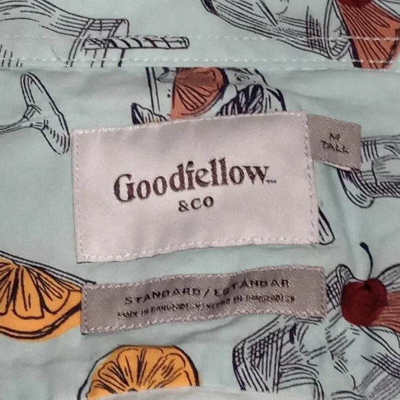 Mens Big&Tall Printed Short Sleeve Button Down Shirt Goodfellow & Co Size M Tall - Picture 4 of 4